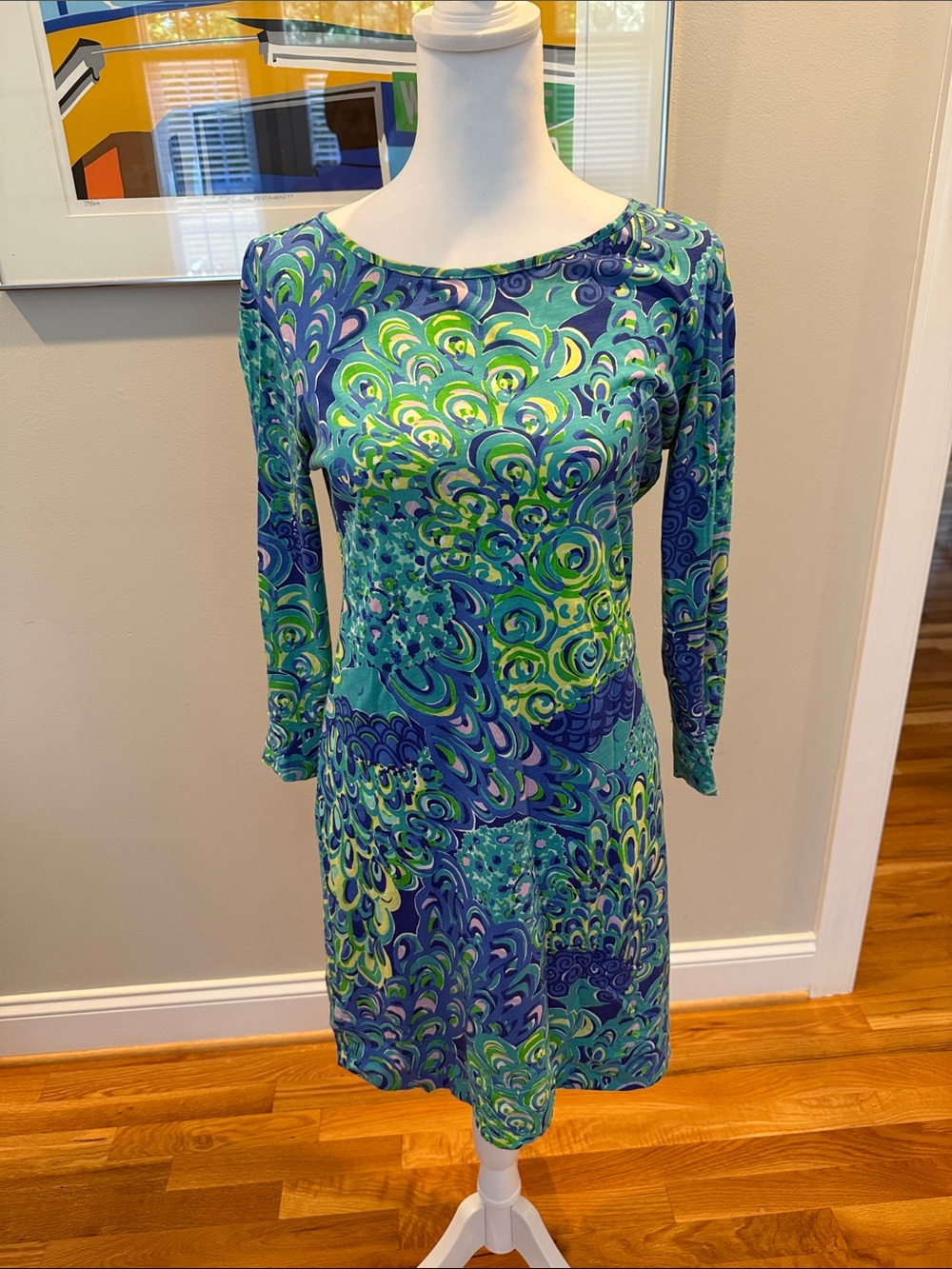 Lilly Pulitzer Blue, Green and Purple Long-Sleeve Printed Dress